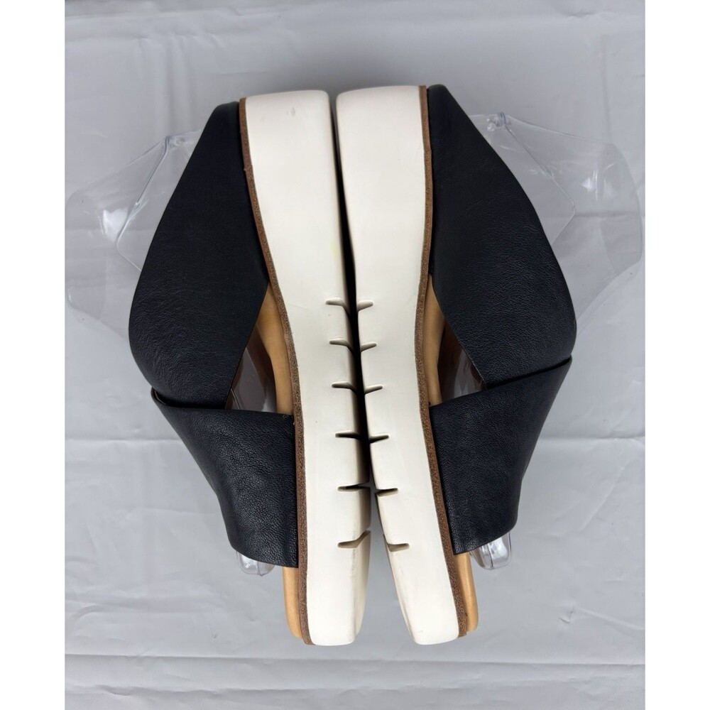 Corso Como Bilanka Leather Sandals 9M Black Wedge Cross Strap Slip-On Slide - Picture 7 of 12
